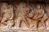 The great Chola temples of Tamil Nadu - The Airavatesvara temple of Darasuram. Detail of the panels of the prakara-wall with scenes of dance. 